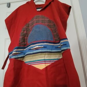 Vintage Furrina Poncho hood Shanti Design Rare Wool Southwestern Boho One Size